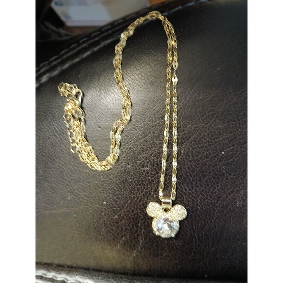 Gold Iced Disney Mickey Mouse Head Necklace Pendant Chain - Picture 4 of 7